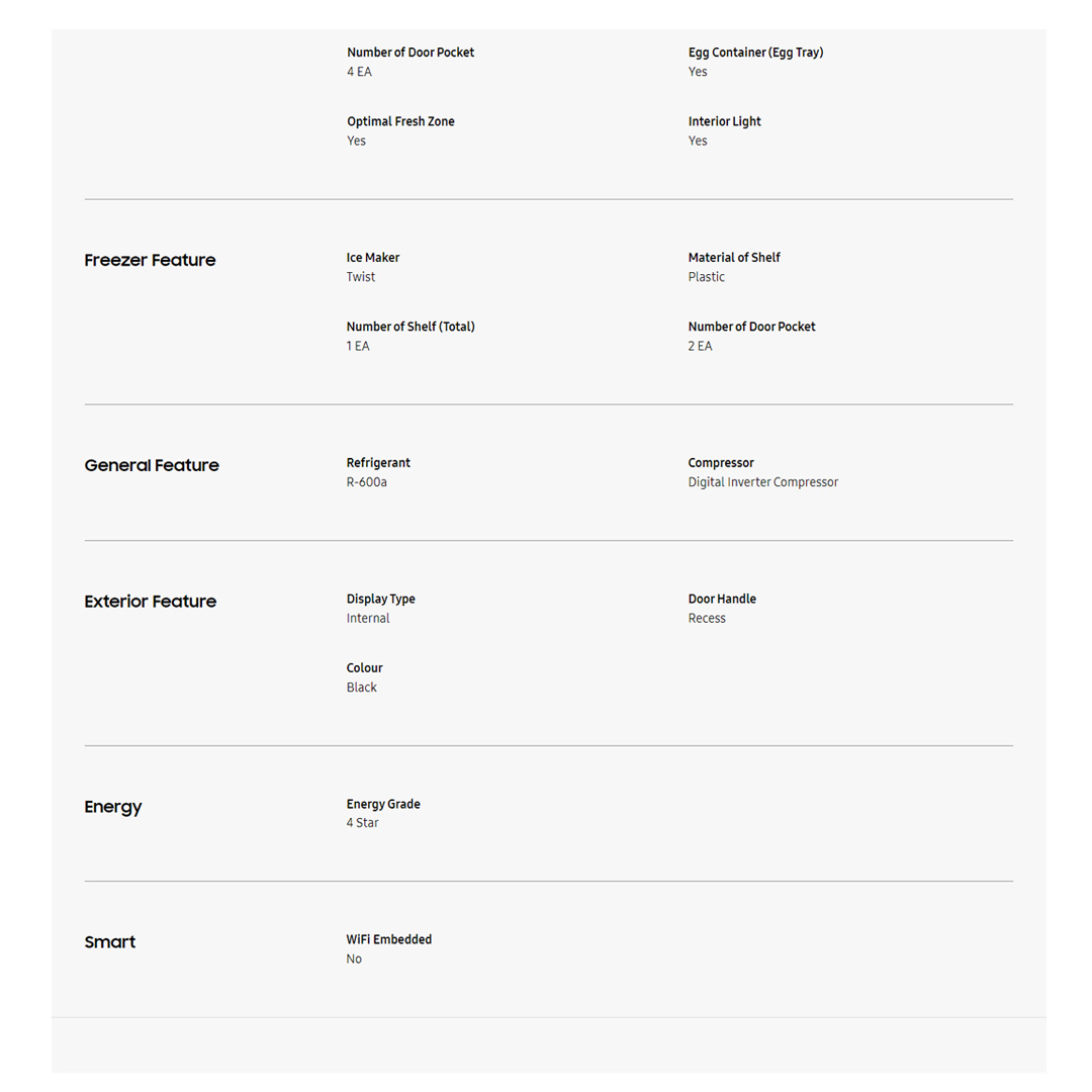 SAMSUNG 360L 2 Doors Top Mount Digital Inverter Refrigerator with Optimal Fresh RT35CG5442B1ME | SpaceMax™ | All-Around Cooling | Multi Flow | No Frost | Mono Cooling | Refrigerator with 1 Year Warranty