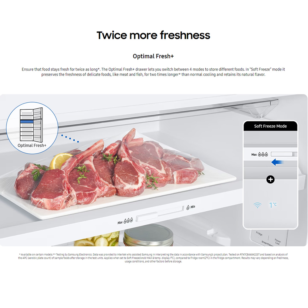 SAMSUNG 427L 2 Doors Bespoke Top Mount Digital Inverter Refrigerator with Optimal Fresh RT42CB66443VME | SpaceMax™ | All-Around Cooling | Multi Flow | Optimal Fresh Zone | Refrigerator with 1 Year Warranty
