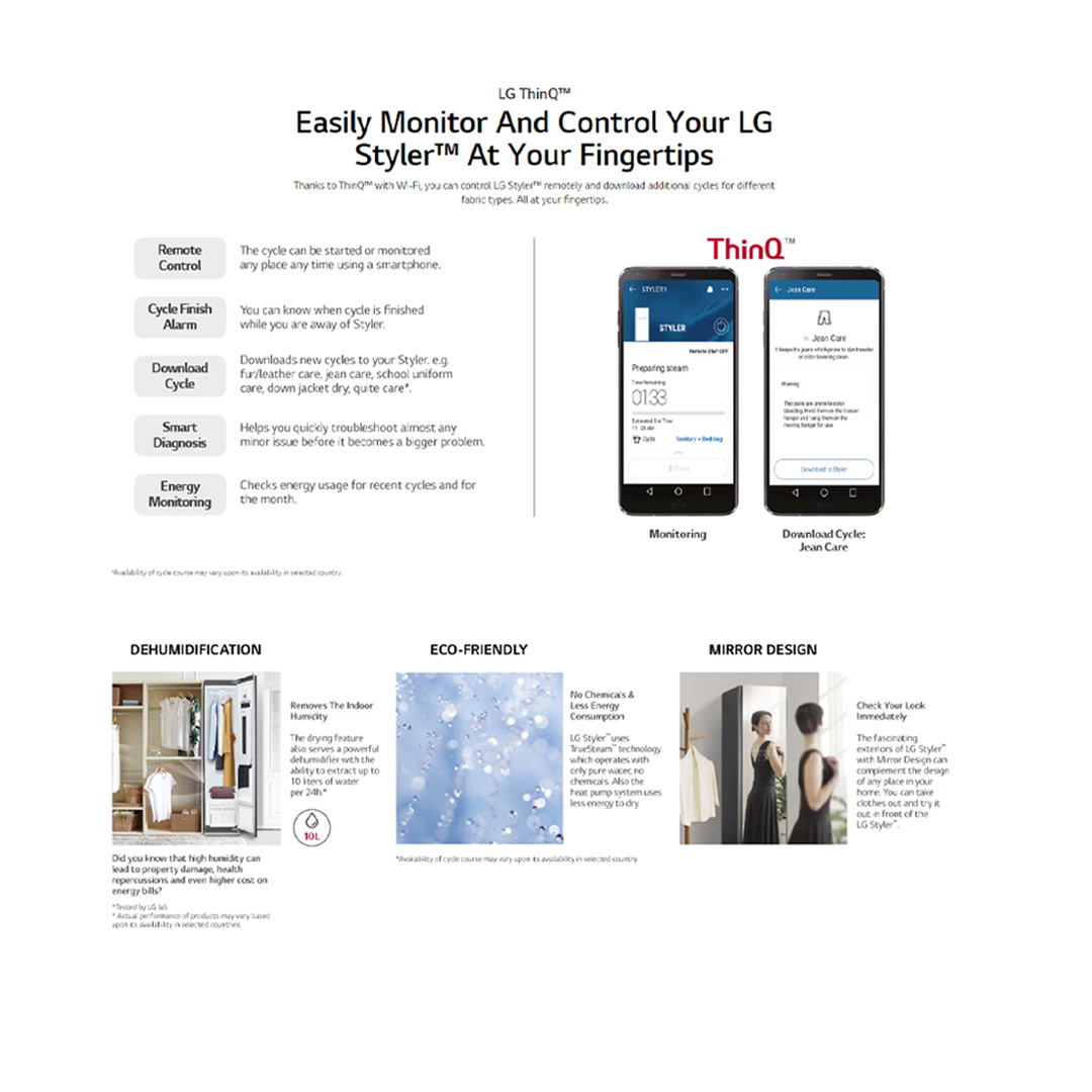 LG 3+1 Places Setting Smart Wardrobe with True Steam & Gentle Dry S3MFC | Wi-Fi | Moving Hanger | Refresh Mode | Smart Wardrobe with 1 Year Warranty