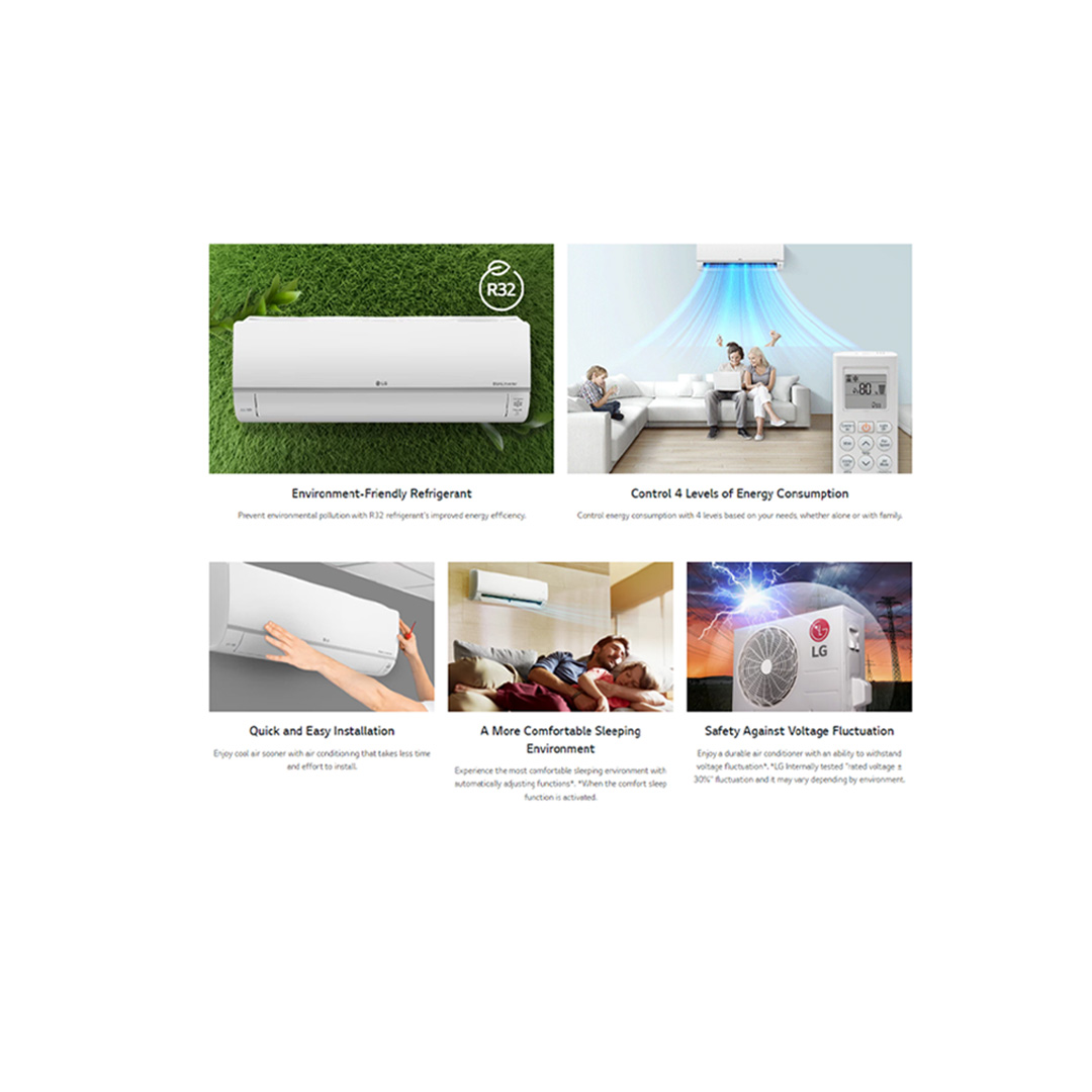 LG 1HP R32 Dual Inverter Wall Mount Air Conditioner S3NQ09WA5AB / S3UQ24K22PA | Faster Cooling | Energy Saving | Less Noise | Air Conditioner with 2 Year Warranty