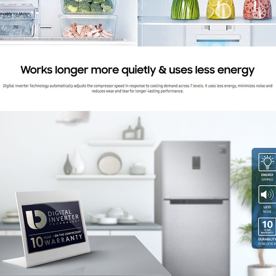 SAMSUNG 411L 2 Doors Top Mount Inverter Refrigerator RT32K5552SL/ME | Twin Cooling Plus | Moisture-Full Freshness | 5 Conversion Modes | Refrigerator with 1 Year General & 10 Year Compressor Warranty