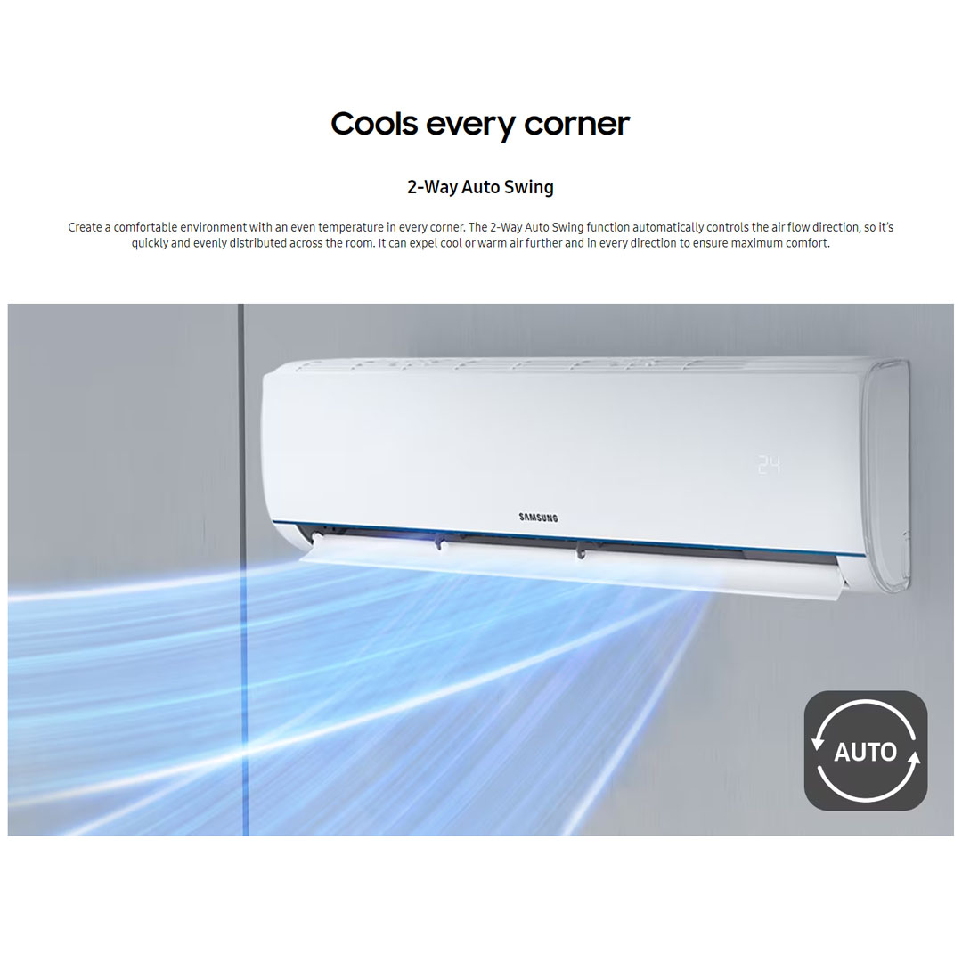 SAMSUNG 2HP R32 S-Essential Non-Inverter Wall Mount Air Conditioner AR18BGHQABUNME/AR18BGHQABUXME | Long-Lasting Cooling | HD Filter | Fast Cooling | DuraFin+ | R32 Refrigerant | Fan Mode | Air Conditioner with 1 Year Warranty