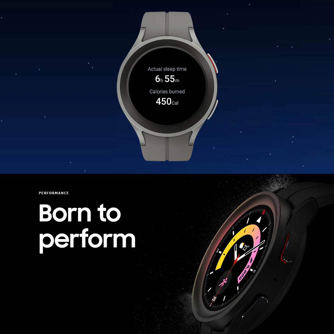 SAMSUNG Galaxy Watch5 Pro Bluetooth 45mm | GPS | Wi-Fi | NFC | Super AMOLED | Accelerometer | Smart Watch with 1 Year Warranty
