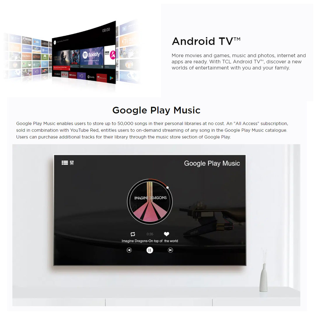 TCL 43" FHD Android LED TV  43S65A | Wi-Fi 2.4 | Android R | Voice Control | ECO Mode | Google Assistant | Bluetooth | Ethernet | HDMI 1.4 | Dolby Audio | LED TV with 1 Year Warranty