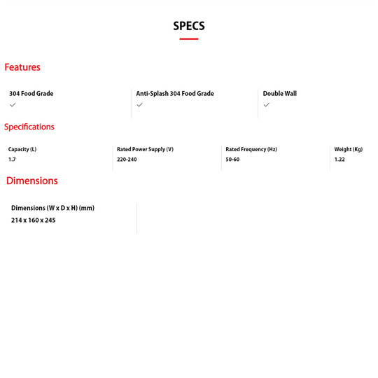 TOSHIBA 1.7L Kettle KT-17DR1NMY | Stainless Steel | CoolTouch | Auto Shut-off Protection | Concealed Heating Element | Kettle with 1 Year Warranty