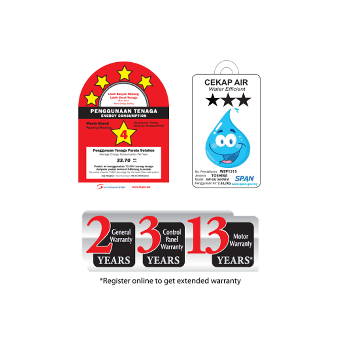 TOSHIBA 16KG Top Load Inverter Washing Machine AW-DG1700WM(SS) | S-DD Inverter | Duo-Active Roller | Washing Machine with 2 Year General & 13 Year Motor Warranty