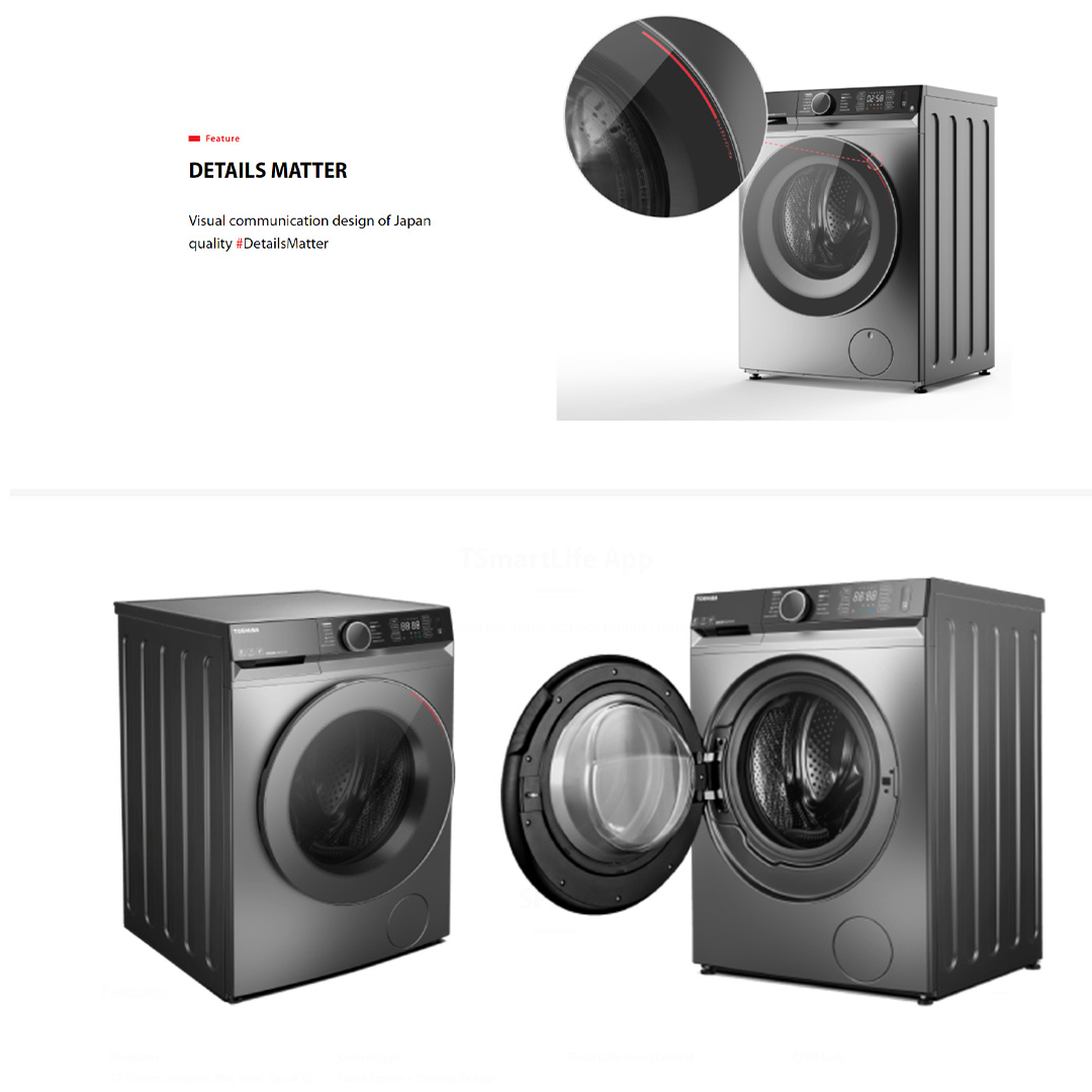 TOSHIBA 8.5KG / 9.5KG / 10.5KG Front Load Origin Inverter Washing Machine with THE GREATWAVES | TW-BK95GF4M(SK) / TW-BK105GF4M(SK) /  TW-BK115GF4M(SK) | Smart Control | Steam | Wool Care | Washing Machine with 2 Year Warranty