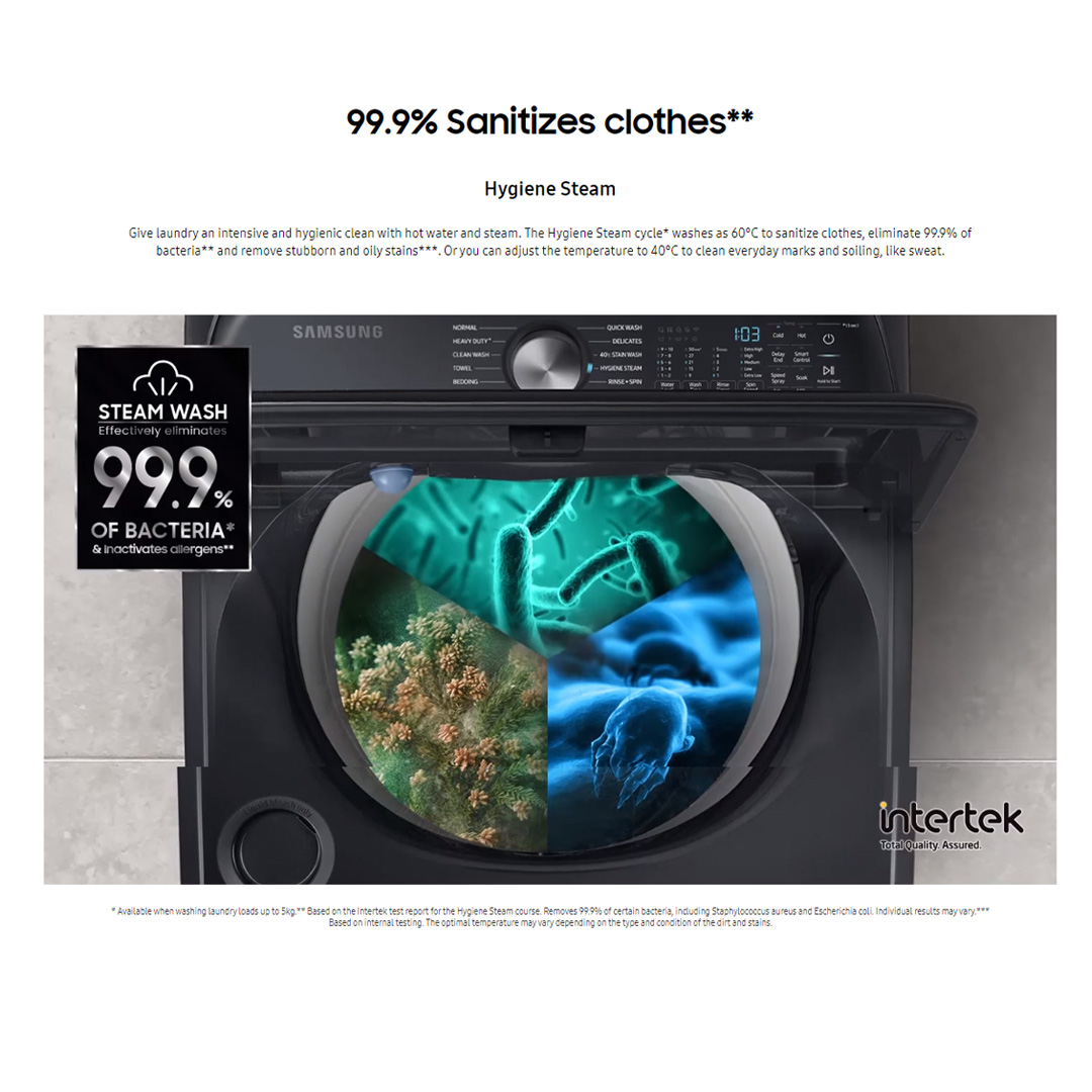 SAMSUNG 23KG Top Load Digital Inverter Washing Machine with BubbleStorm WA23A8377GV/FQ | Hygiene Steam | Heavy Duty+ | Magic Filter | VRT Technology | Washing Machine with 1 Year Warranty