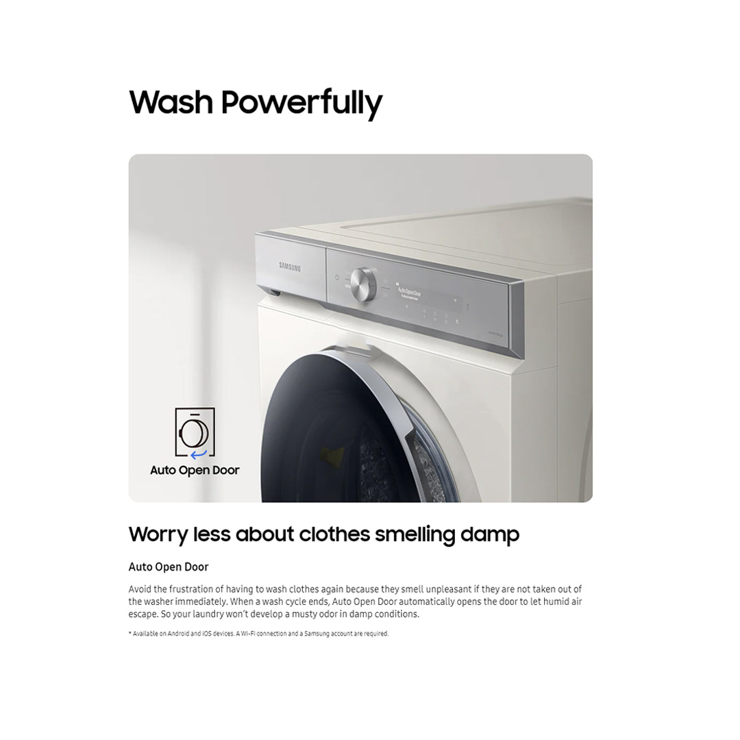 SAMSUNG 24KG BESPOKE Front Load Washer with AI Wash WF24B9600KV/FQ | AI Wash | AI Control | Auto Open Door | AI Eco Bubble™ | Hygiene Steam | Washer with 1 Year Warranty