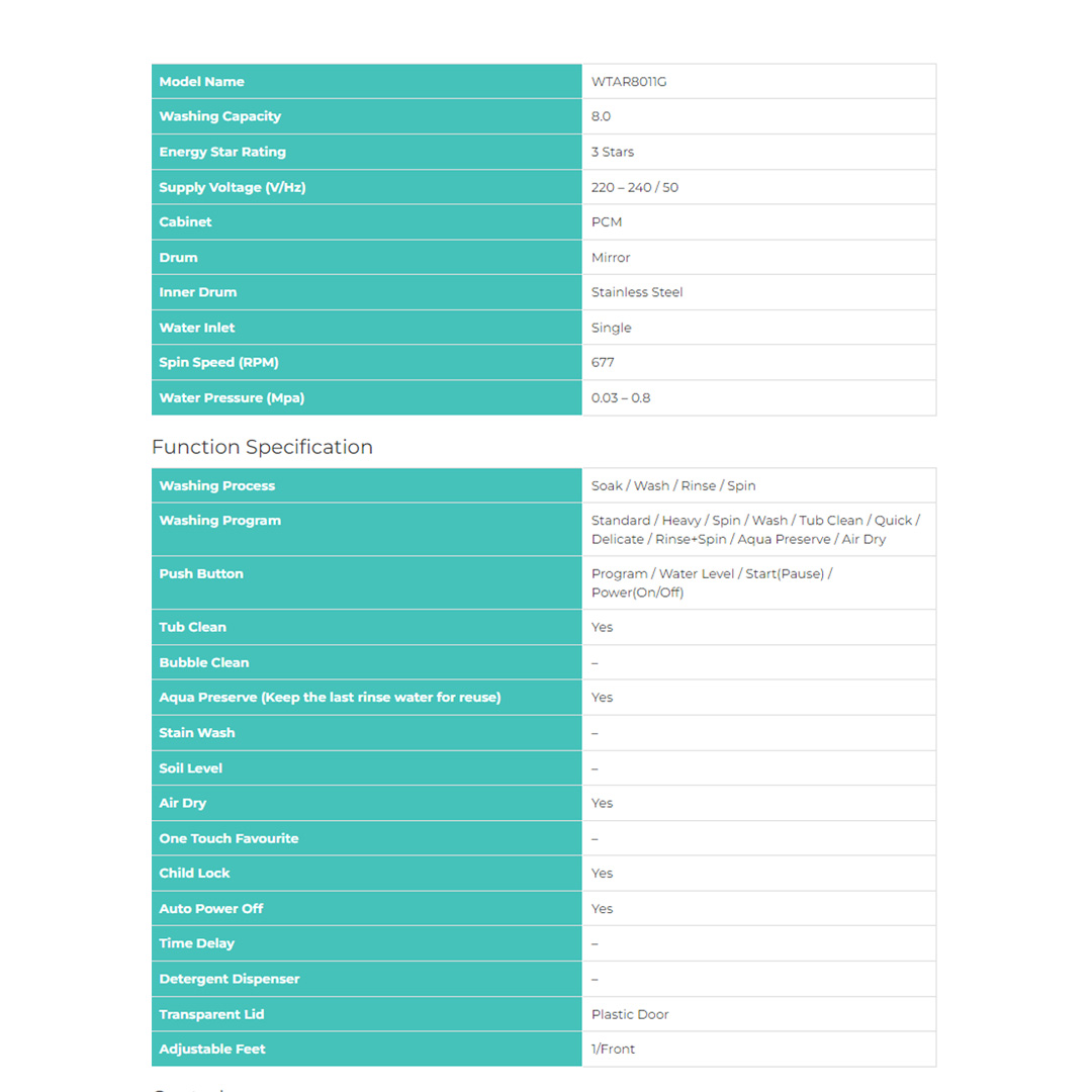 HISENSE 8KG Top Load Washing Machine with HIJAB Mode WTAR8011G | Air Dry | Aqua Preserve | Child Lock | LED Display | Buzzer | Tub Clean | Washing Machine with 2 Year Warranty