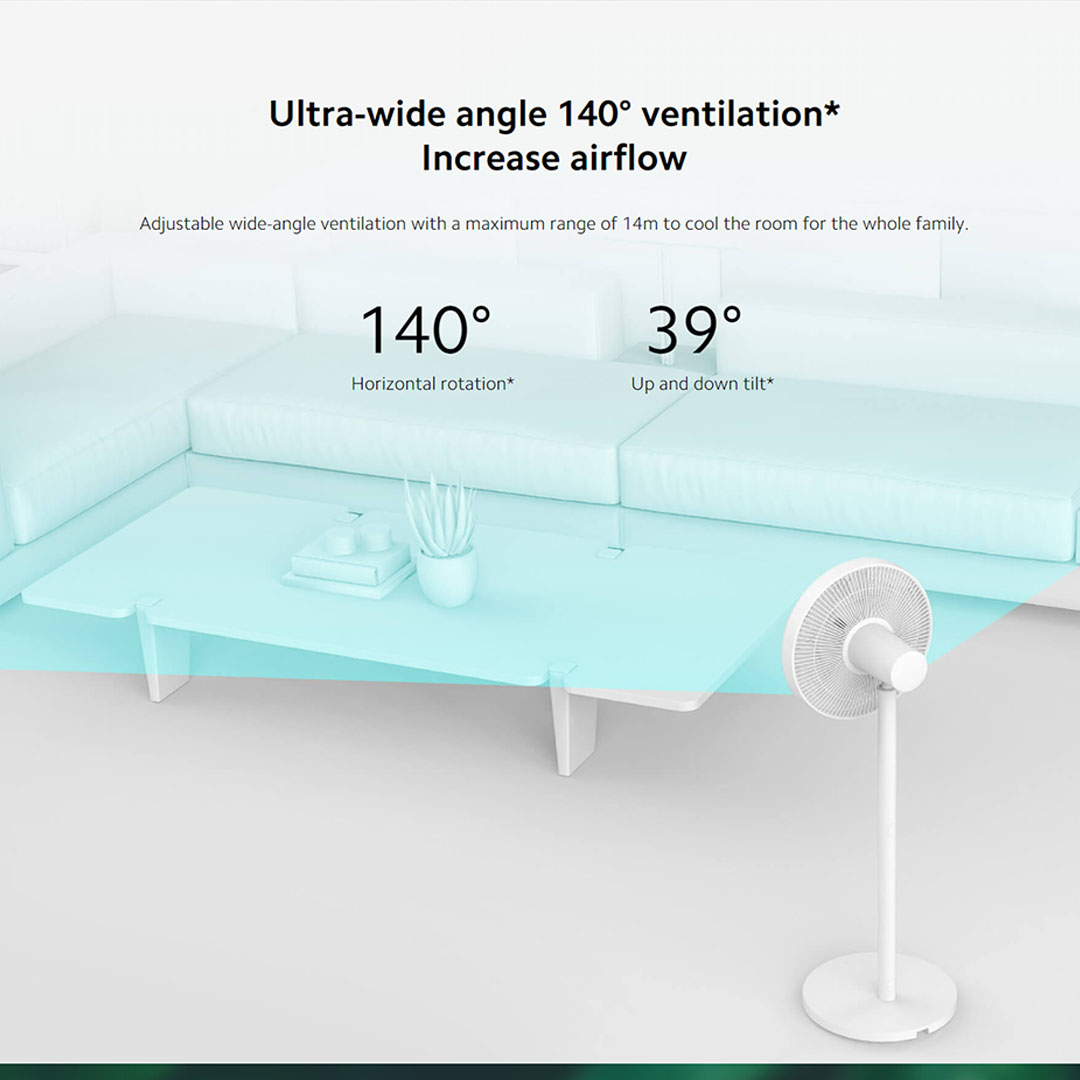 Xiaomi 20m3/min Mi Smart Standing Fan 2 Lite JLLDS01XY | 7 Blades | Intelligent Apps Control | 3 Mode Wind Speed | 15 Meter Distance Air Coverage | Standing Fan with 1 Year Warranty