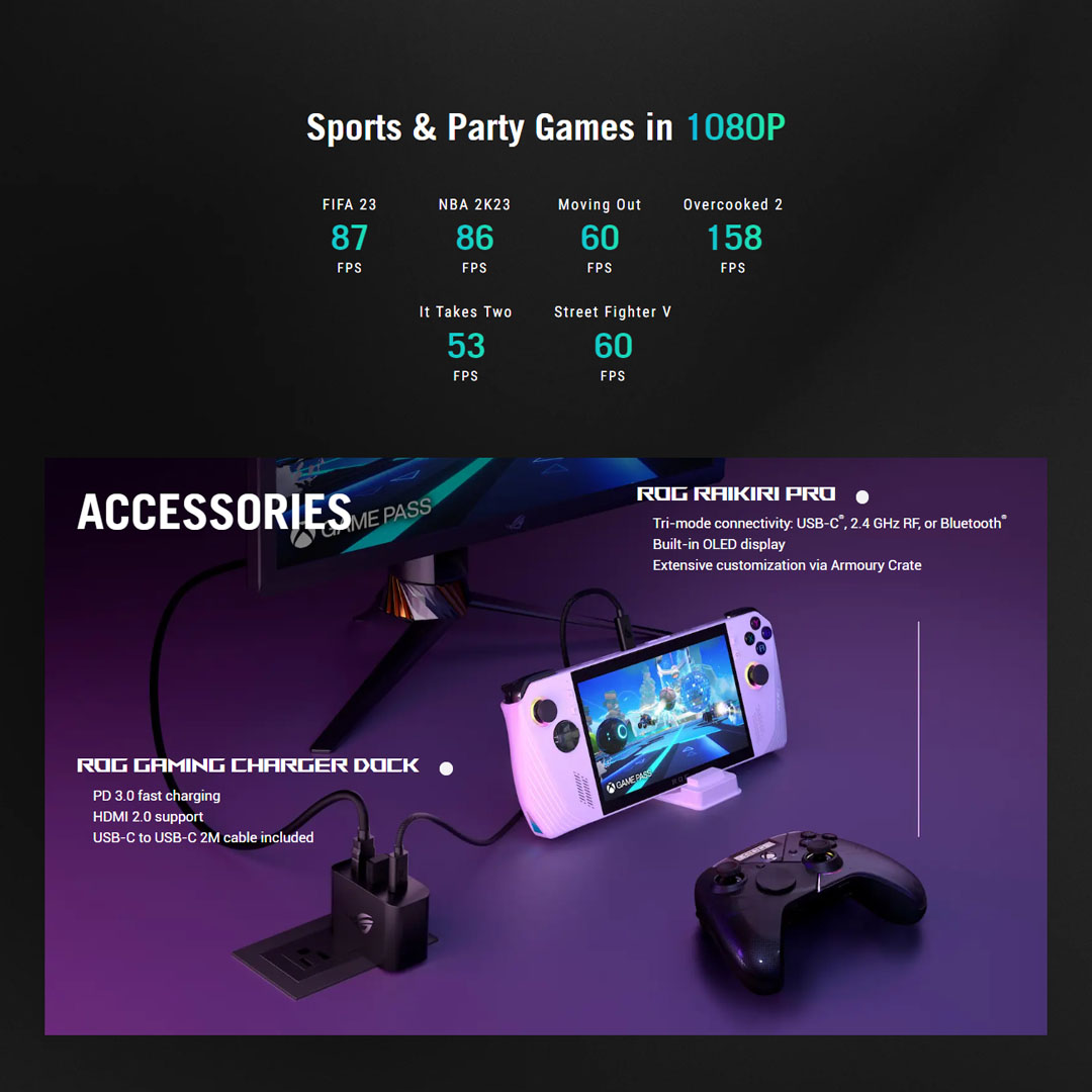 ASUS 16GB+512GB ROG Ally (2023) RC71L-NH005W | Windows 11 | AMD Ryzen™ Z1 Extreme Processor |  40WHrs | Console with 1 Year Warranty