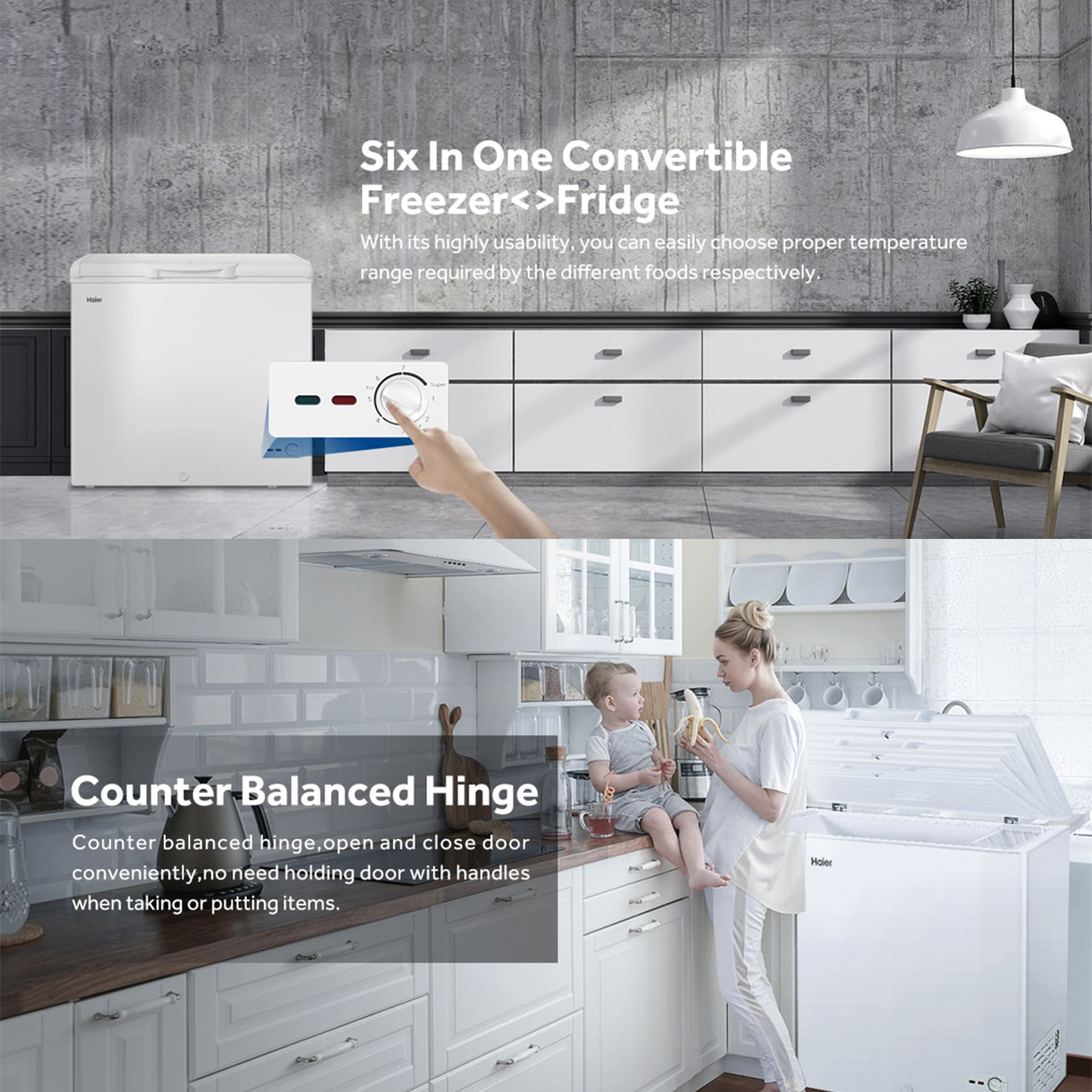 HAIER 142L Chest Freezer BD-188HMC | Double Effective Antibacterial | Fast Freeze Function | Energy Saving | Chest Freezer with 2 Year Warranty