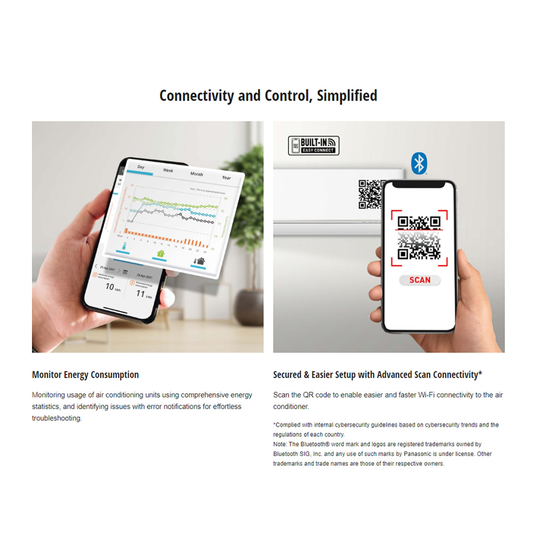 Panasonic 1HP R32 Premium Inverter Wall Mount Air Conditioner CS-XU10ZKH/CU-XU10ZKH | Connectivity and Control,Simplified | Clean&Fresh Environment Every Day | Connect&Control Your Air Conditioners Anywhere,Anytime | Air Conditioner with 2 Year Warranty