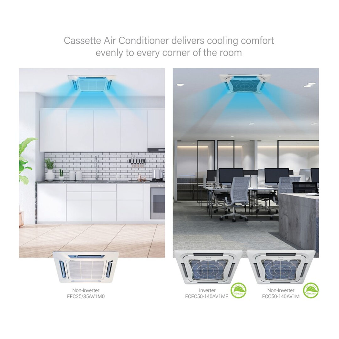 DAIKIN 5HP R32 Inverter Wireless (WiFi, Built in WiFi) Ceiling Cassette FCFC140AV1MF/RZFC140AY1M/BC50FMFCW | Smart Control | GinIon Blue Filter | Plasma Technology | Powerful Operation | Sleep Mode | Outdoor Blue Fin | Air Conditioner with 1 Year Warranty