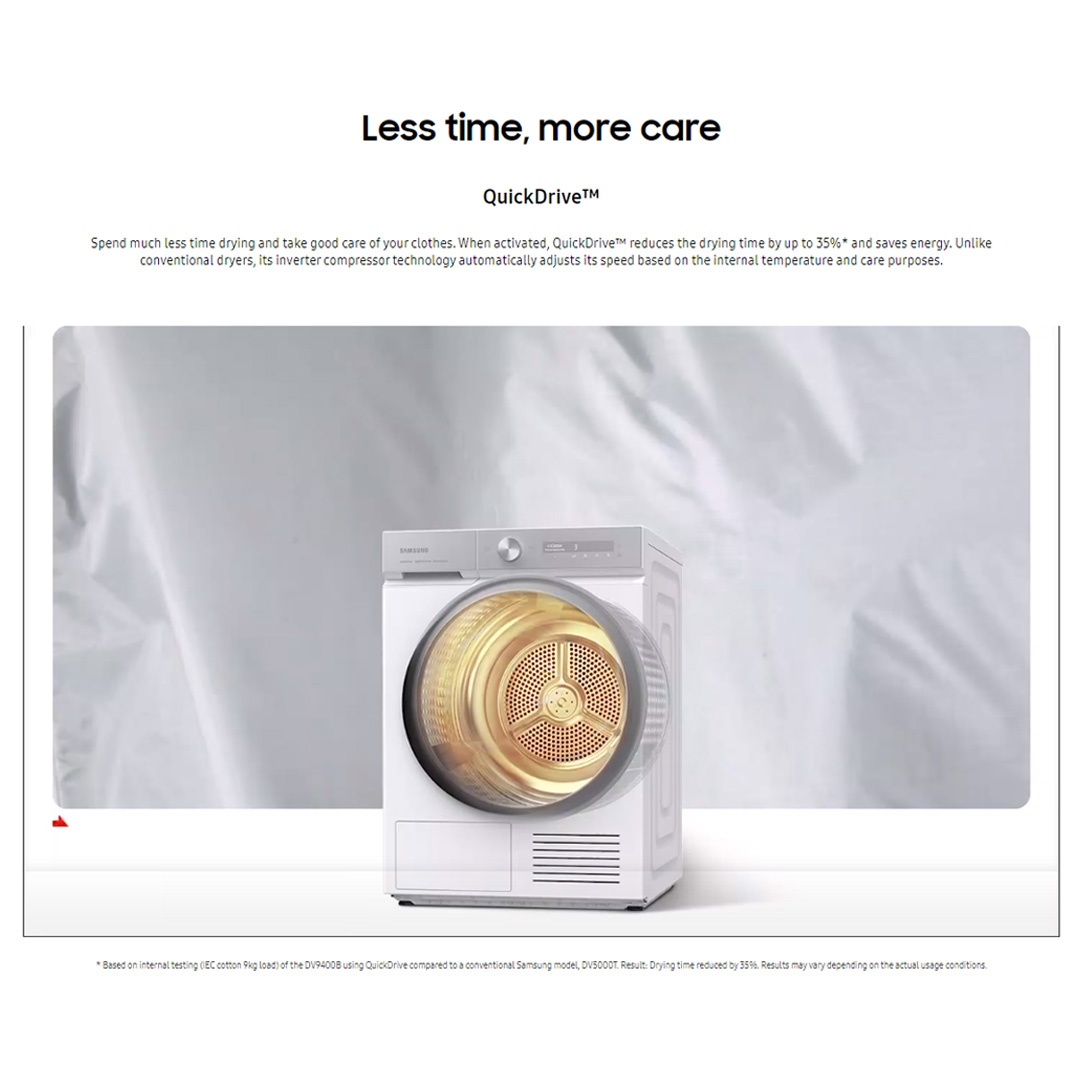 SAMSUNG 9KG Front Load Digital Inverter Heat Pump Dryer with AI Control DV90T8240SX/FQ  | A+++ Efficiency | AI Dry | QuickDrive | Super Speed | Silent Dry | Heat Pump Dryer with 1 Year Warranty