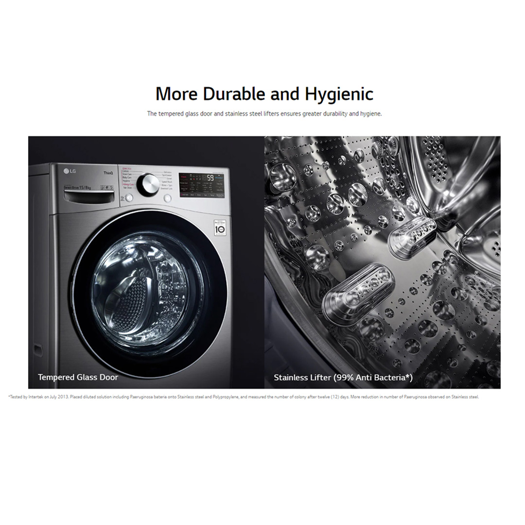 LG 15KG/8KG Front Load Washer Dryer with AI Direct Drive F2515RTGB | TurboWash™ | Steam™ | ThinQ™ | Washer Dryer with 1 Year Warranty