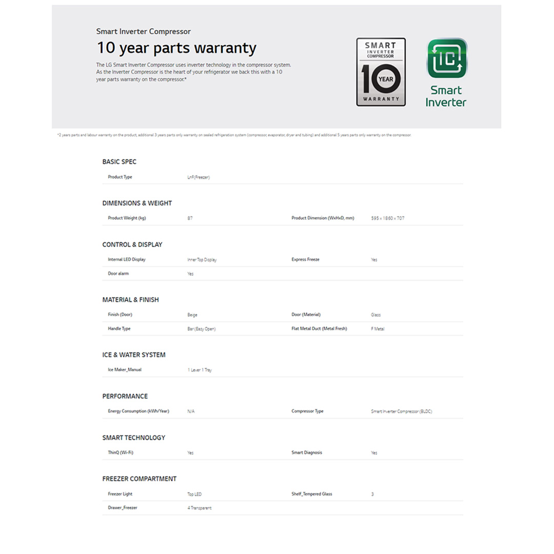 LG 321L Single Door Smart Inverter Refrigerator GC-B414FGQF | Door Cooling+™ | ThinQ (Wi-Fi) | Smart Diagnosis™ | Refrigerator With 1 Year Warranty