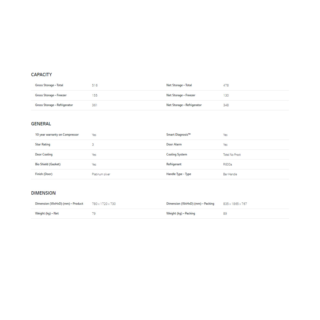 LG 516L 2 Doors Top Mount Smart Inverter Refrigerator GN-C602HLCM | Multi Air Flow | Moving Ice Tray | Smart Diagnosis | Refrigerator with 1 Year Warranty