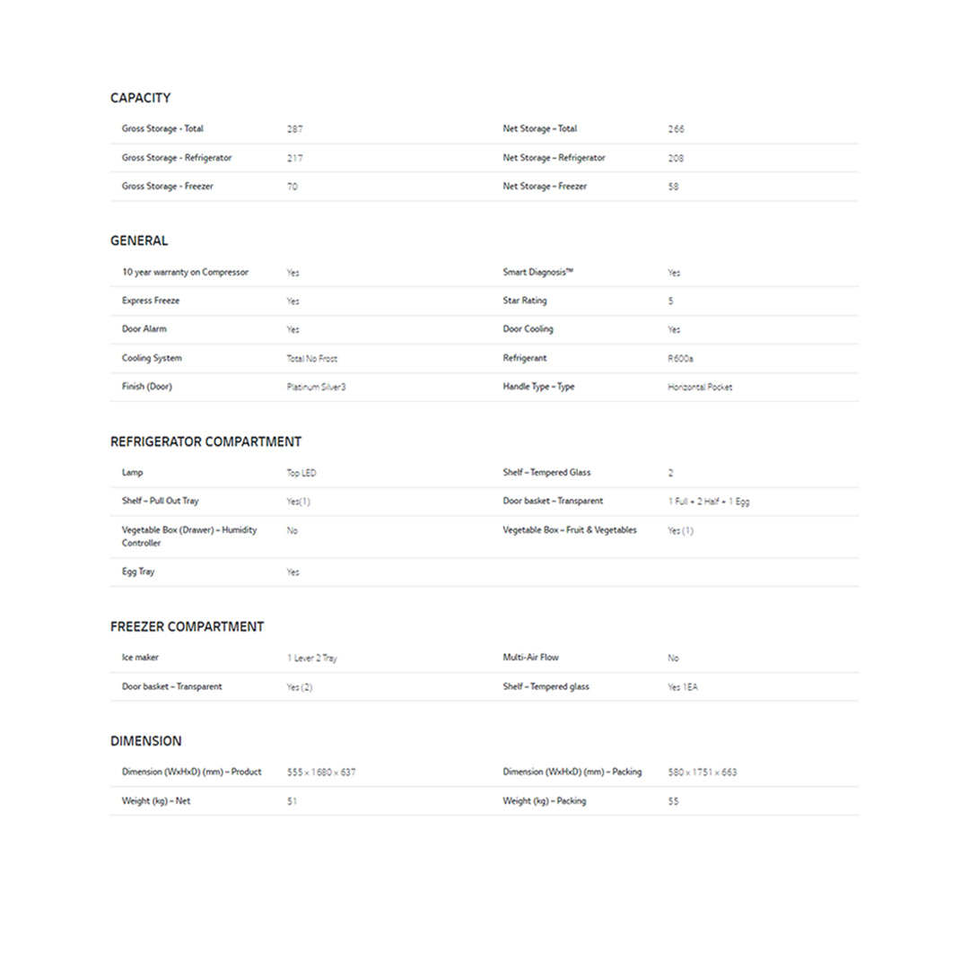 LG 287L 2 Doors Top Mount Smart Inverter Refrigerator GV-B262PLGB | Humidity Controller | Moist Balance Crisper | Smart Diagnosis | Refrigerator with 1 Year Warranty