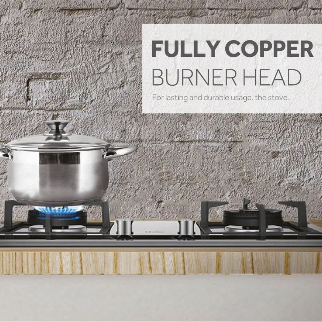 HAIER 2 Burners Built-In Gas Hob JZY/T-QHA638 | Anti Dry Sensor | 8mm Tempered Glass | Copper Burner | Auto Ignition Switch | Gas Hob with 2 Year Warranty