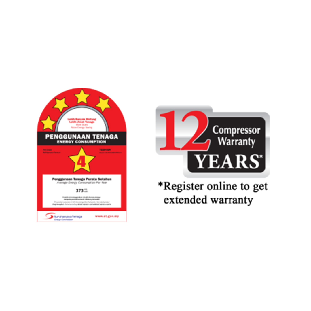 TOSHIBA 360L 2 Doors Inverter Refrigerator GR-RT416WE-PMY(06) | AirFALL Cooling | Origin Inverter | Humidity Control | Refrigerator with 1 Year General & 12 Year Compressor Warranty