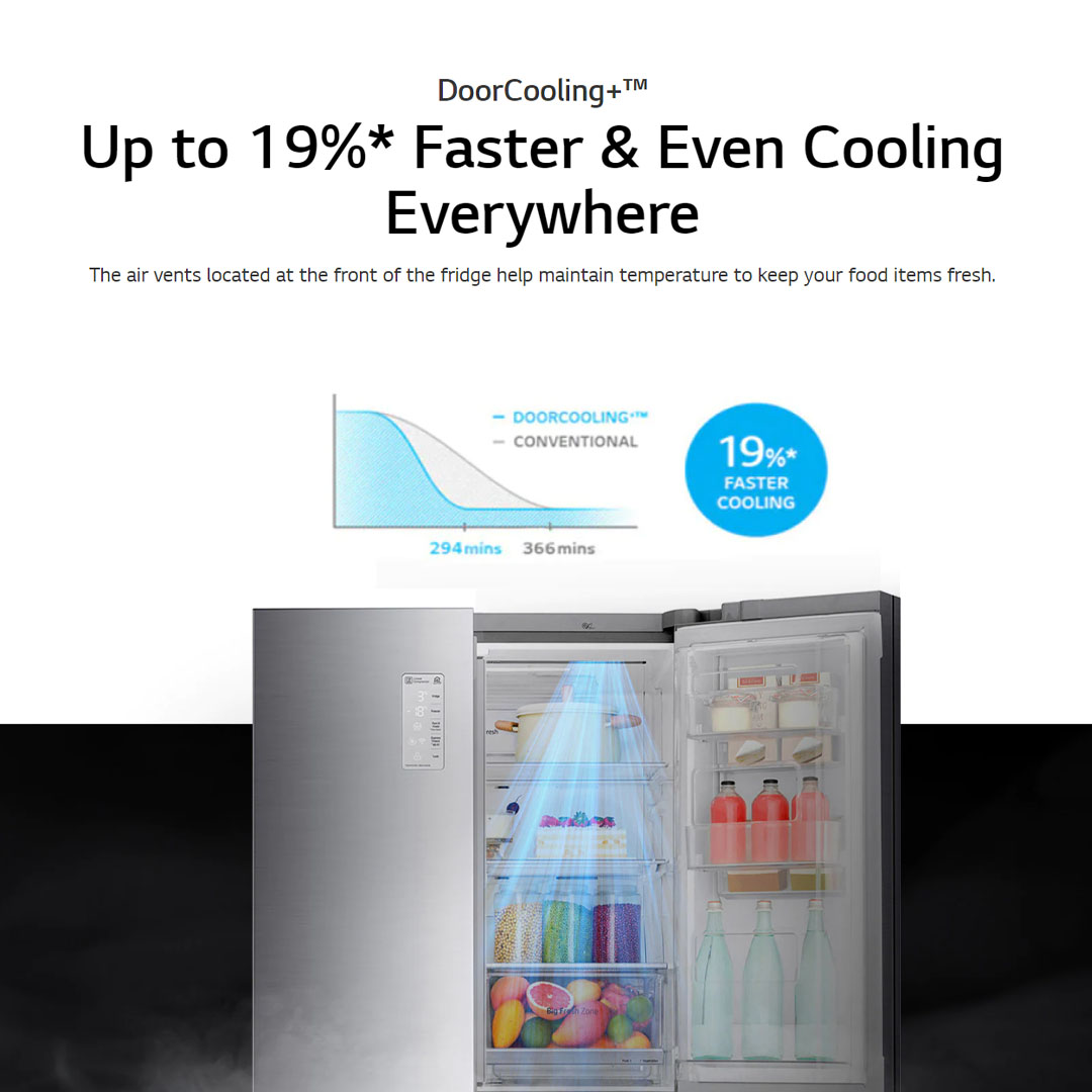 LG 674L Side by side with InstaView & Door-in-Door Smart Inverter Refrigerator GC-X257CSES | Hygiene Fresh+™ | DoorCooling+ | ThinQ | Refrigerator with 1 Year Warranty