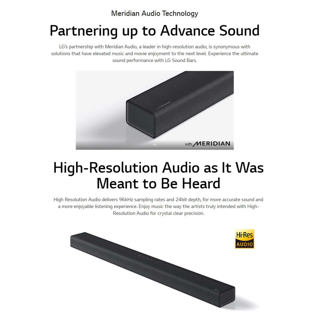 LG 420W Sound Bar with DTS Virtual:X S65Q | AI Sound Pro | Meridian | 3.1 Channel Audio | Sound Bar with 1 Year Warranty