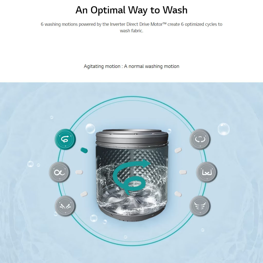 LG 24KG Top Load Direct Drive Inverter with Intelligent Fabric Care Washing Machine TV2724SV9K | TurboWash3D™ | Steam™ | ThinQ™ | Washing Machine with 1 Year Warranty