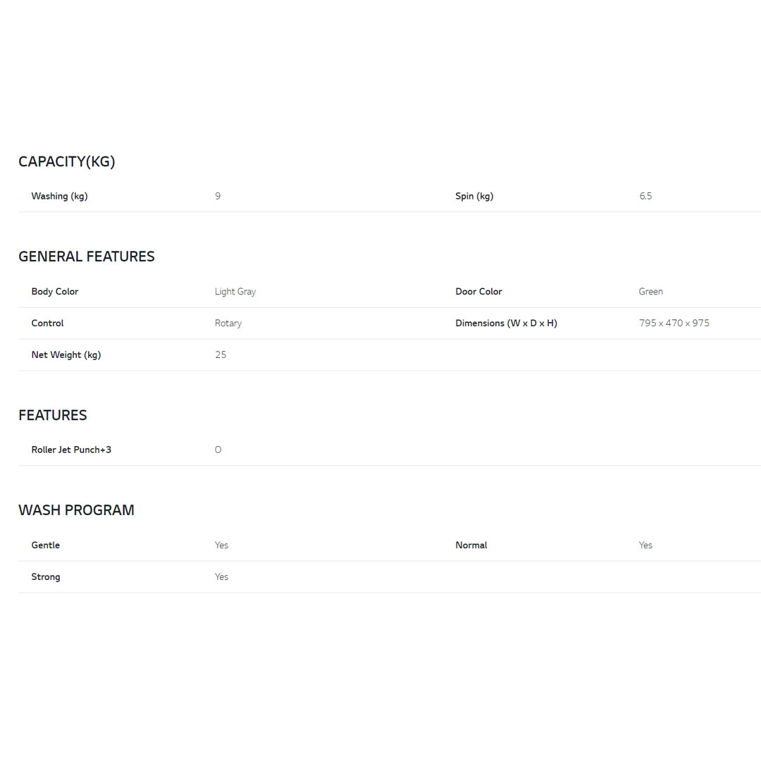 LG 9KG Semi-Auto Twin Tub with Roller Jet Pulsator Washing Machine WP-900G | Punch +3 | Wind Jet Spray | 3 Wash Program | Washing Machine with 1 Year Warranty