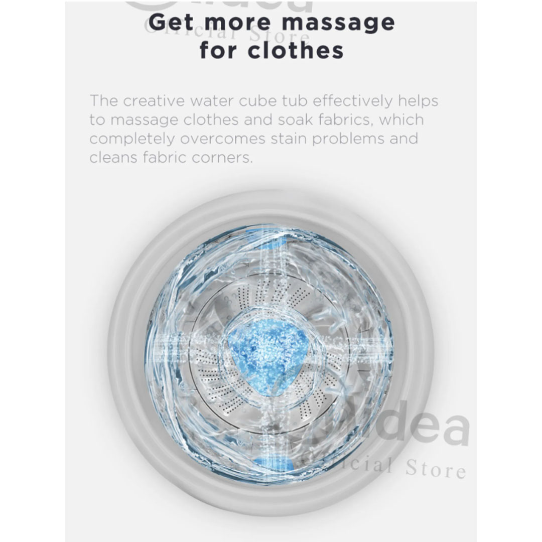 Midea 7.5KG Top Load Washing Machine MA100W75 | Lunar Dial | 15' Quick Wash | One-Touch Smart Wash | Auto Clean | Hygiene | Lint Filter | Washing Machine with 2 Year Warranty