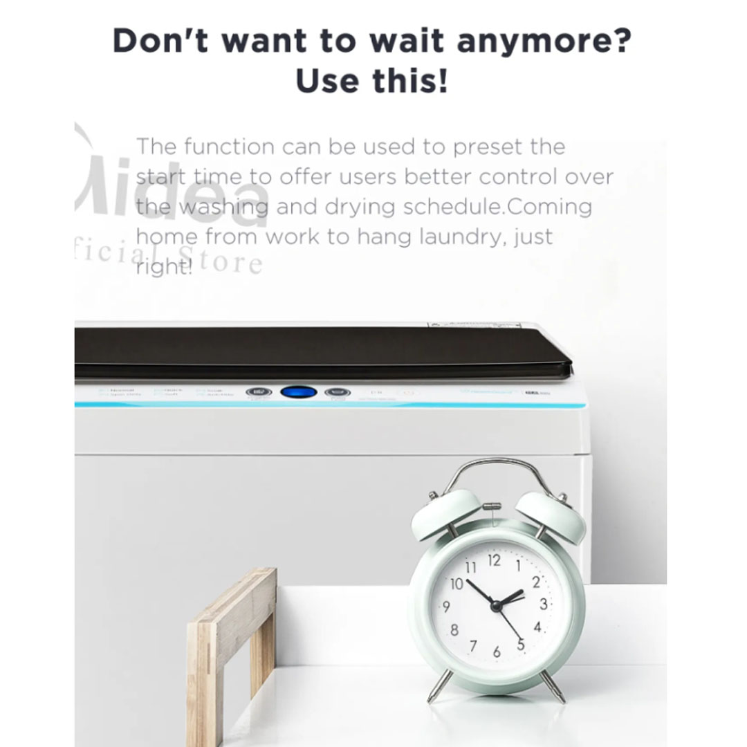 Midea 8.5KG Top Load Washing Machine  MA100W85 | Lunar Dial | Pulsator | 15' Quick Wash | One-Touch Smart Wash | Auto Clean | Lint Filter | Hygiene | Washing Machine with 2 Year Warranty