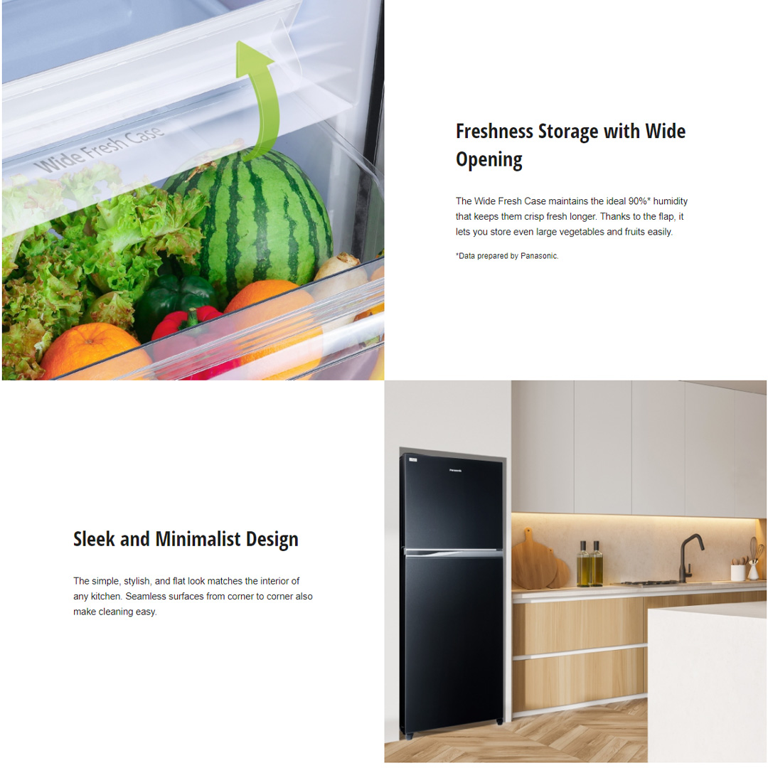 Panasonic 450L 2 Doors Top Mount Inverter Refrigerator with AI ECONAVI NR-TX461CPKM | Hygienic Storage With Blue Ag | Clean Air Surrounds Your Food | Enjoy The Extra-Cold Delight | Freshness Storage With Wide Opening | Refrigerator With 1 Year Warranty