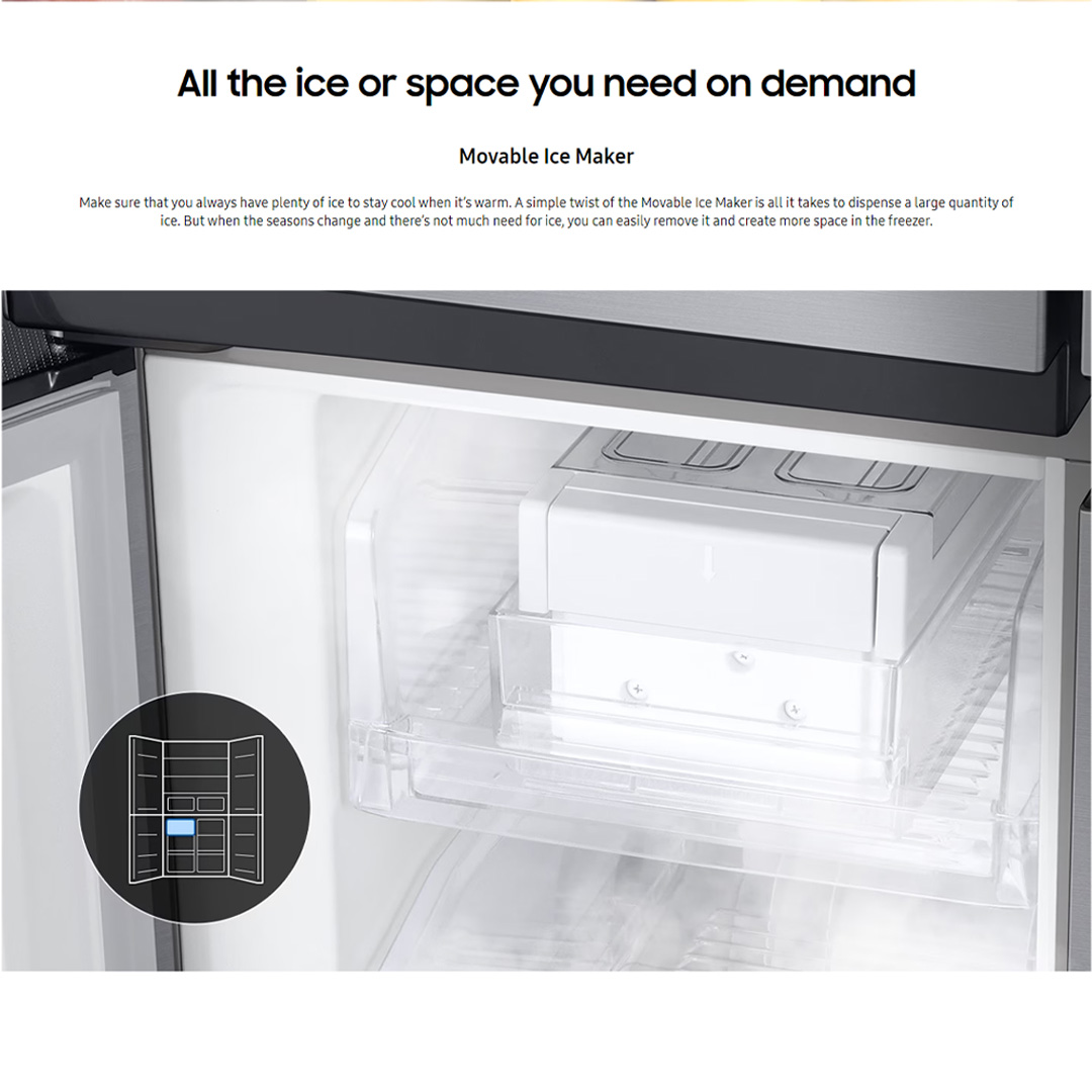 SAMSUNG 511L Multi Doors Digital Inverter Refrigerator with Twin Cooling Plus RF48A4000B4/ME | Twin Cooling Plus | Power Cool | Power Freeze | Fresh Zone | Refrigerator with 1 Year Warranty