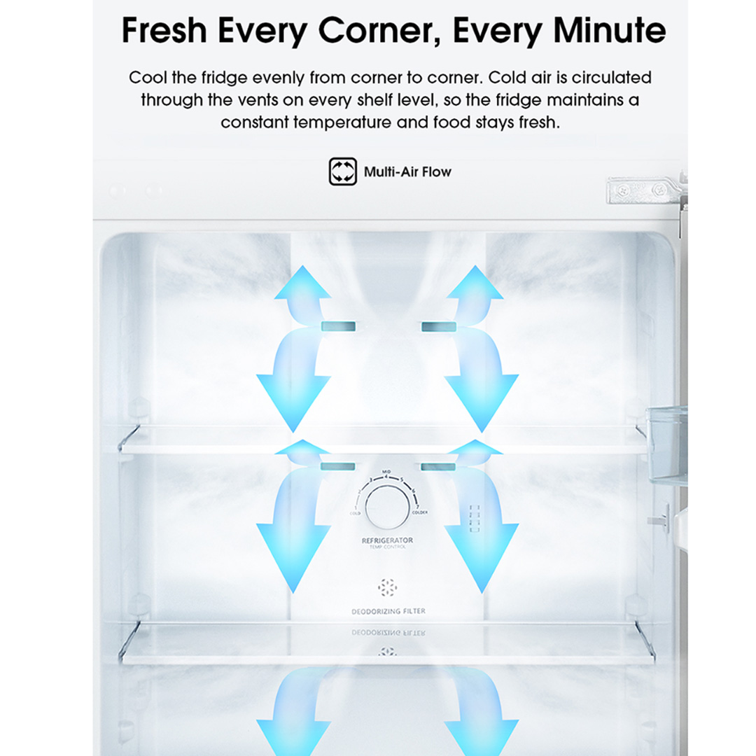 HISENSE 320L 2 Doors Top Mount Durable Inverter Refrigerator RT328N4ABN | Multi Air Flow | Deodorizing Filter | Durable Inverter | LED Lighting | Fresh Zone | Refrigerator with 3 Year Warranty