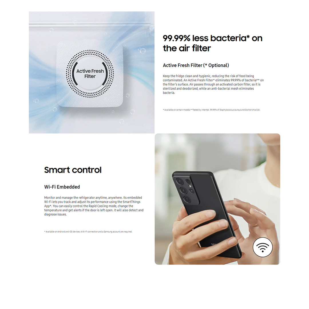 SAMSUNG 404L 2 Doors Bespoke Top Mount Digital Inverter Refrigerator with Optimal Fresh RT38CB66448AME | SpaceMax™ | All-Around Cooling | Multi Flow | Optimal Fresh Zone | Refrigerator with 1 Year Warranty