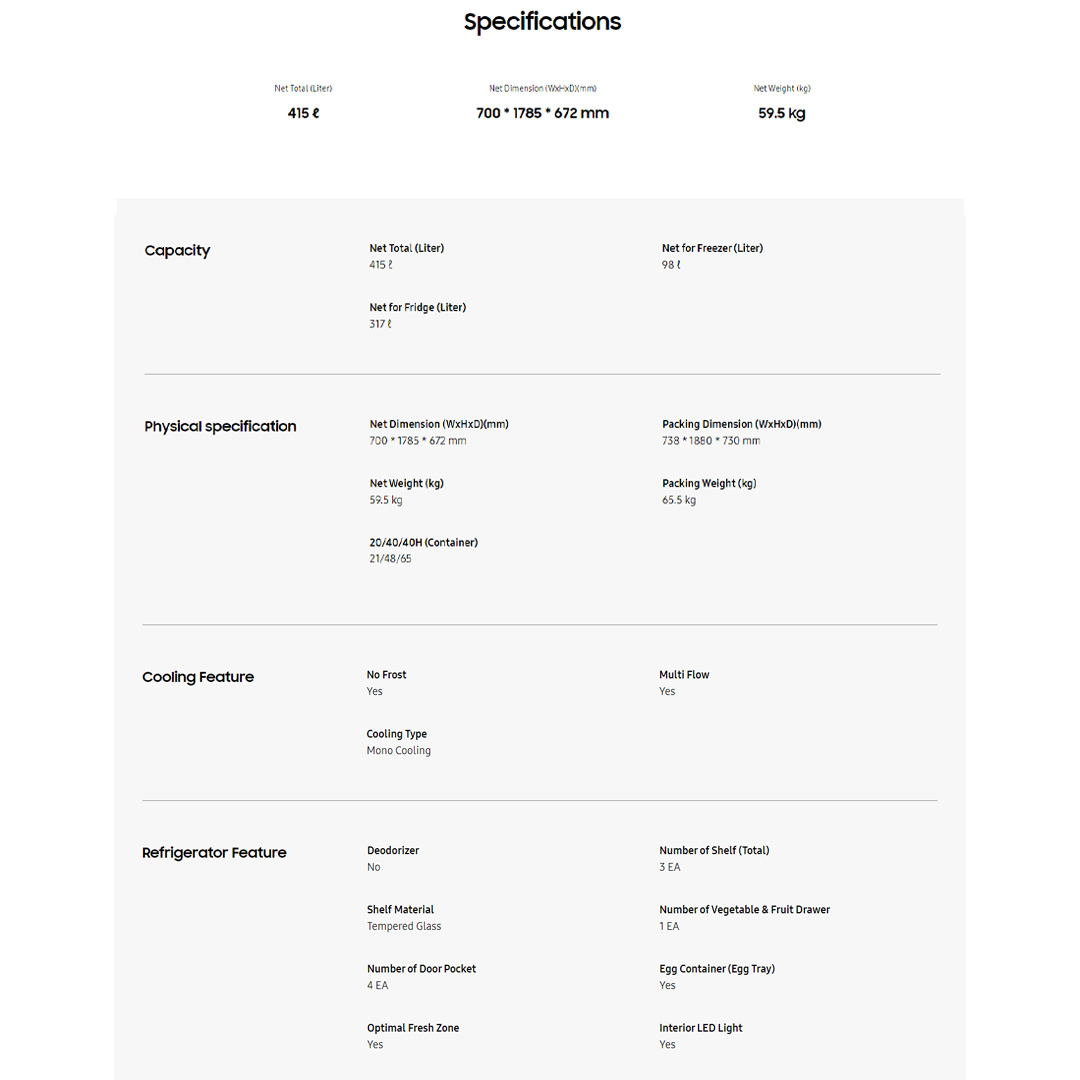 SAMSUNG 427L 2 Doors Top Mount Digital Inverter Refrigerator with Optimal Fresh RT42CG6444B1ME | SpaceMax™ | All-Around Cooling | Multi Flow | No Frost | Mono Cooling | Refrigerator with 1 Year Warranty