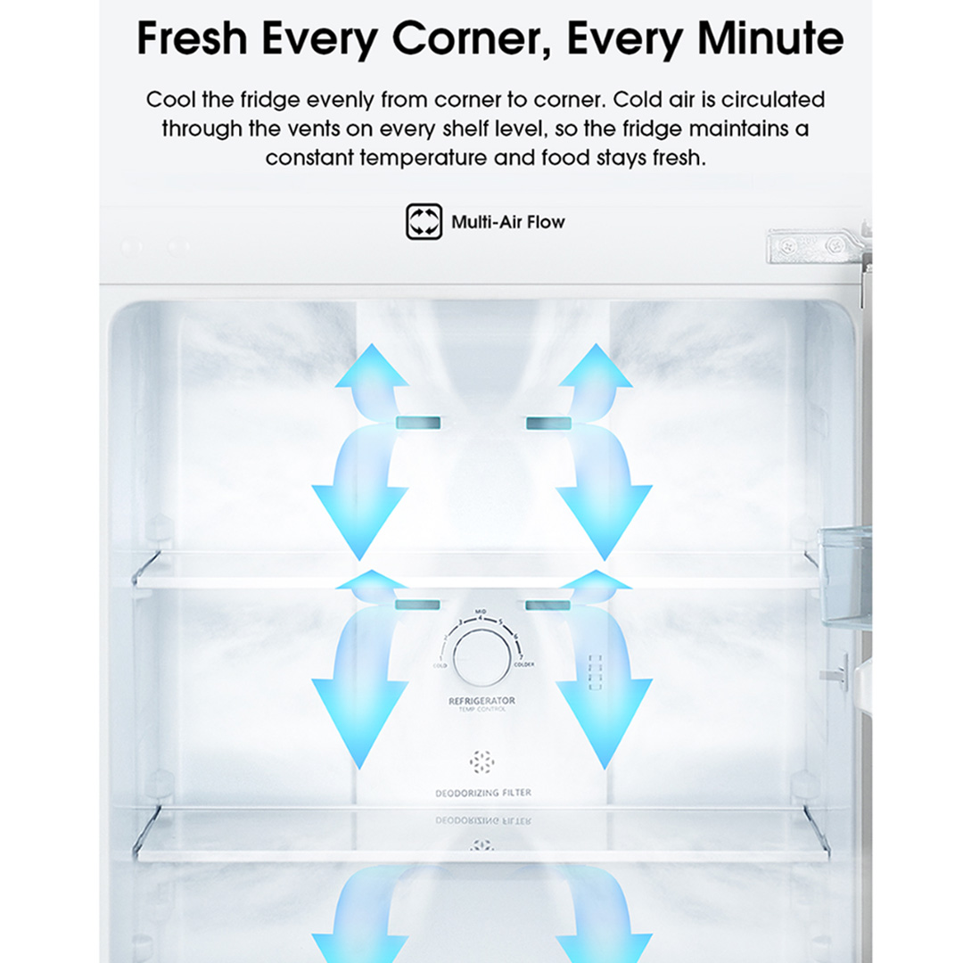 HISENSE 420L 2 Doors Top Mount Durable Inverter Refrigerator RT439N4ABN | Multi Air Flow | Deodorizing Filter | Moisture Fresh Crisper | Durable Inverter | LED Lighting | Fresh Zone | Refrigerator with 3 Year Warranty