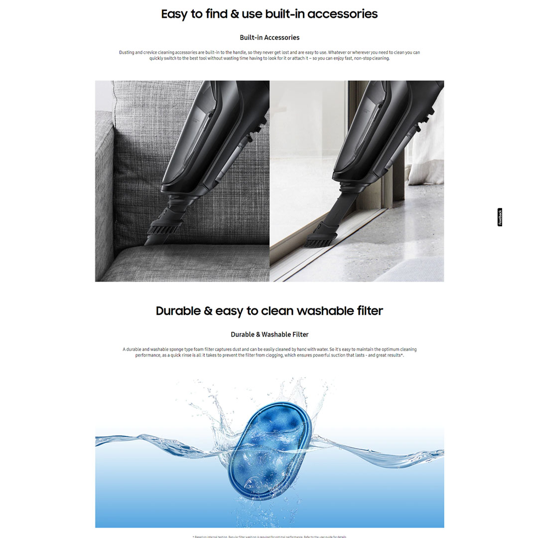 SAMSUNG 120W Vacuum Cleaner Stick VS60M6015KG/ME / VS60M6015KP/ME | POWERstick Essential with EZClean Technology | Vacuum Cleaner with 2 Year Warranty