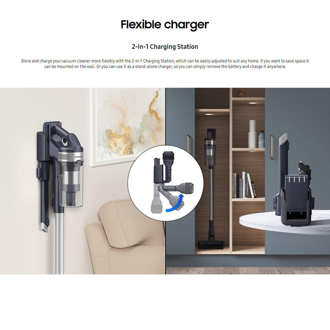 SAMSUNG 150W Jet 60 Pet Cordless Vacuum Cleaner Stick Teal VS15A6032R5/ME | Strong Suction Power | Powerful on Carpet | Flexible Charger | Stick Vacuums with 2 Years Warranty