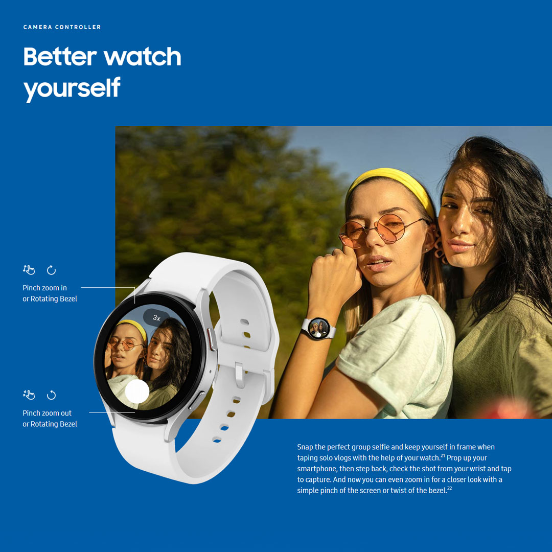 SAMSUNG Galaxy Watch5 Bluetooth 44mm | 1.4 Super AMOLED | 410mAh Battery | Heart Rate Sensor | Camera Controller | WiFi | NFC | GPS | Smart Watch with 1 Year Warranty