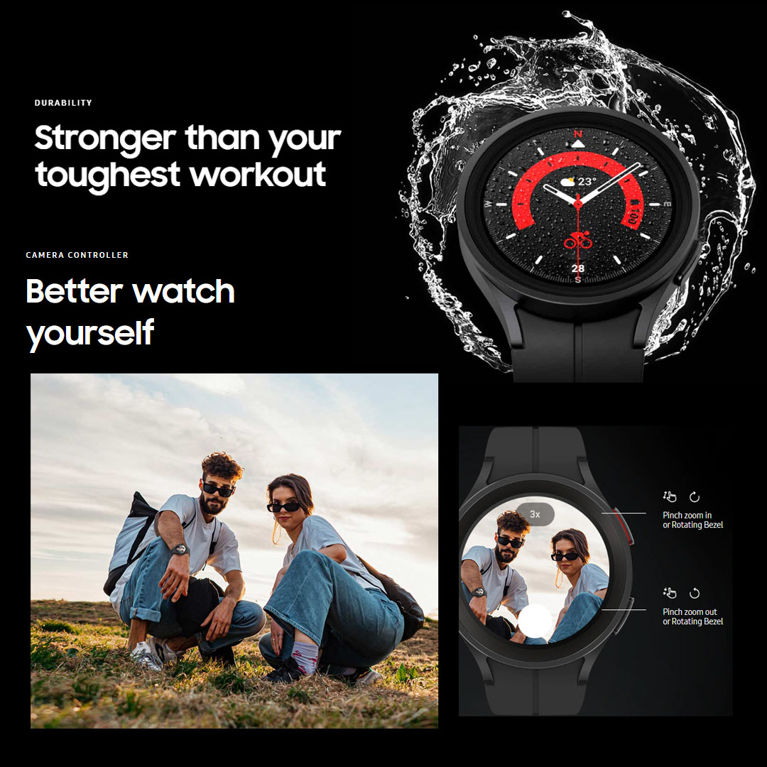 SAMSUNG Galaxy Watch5 Pro Bluetooth 45mm | GPS | Wi-Fi | NFC | Super AMOLED | Accelerometer | Smart Watch with 1 Year Warranty