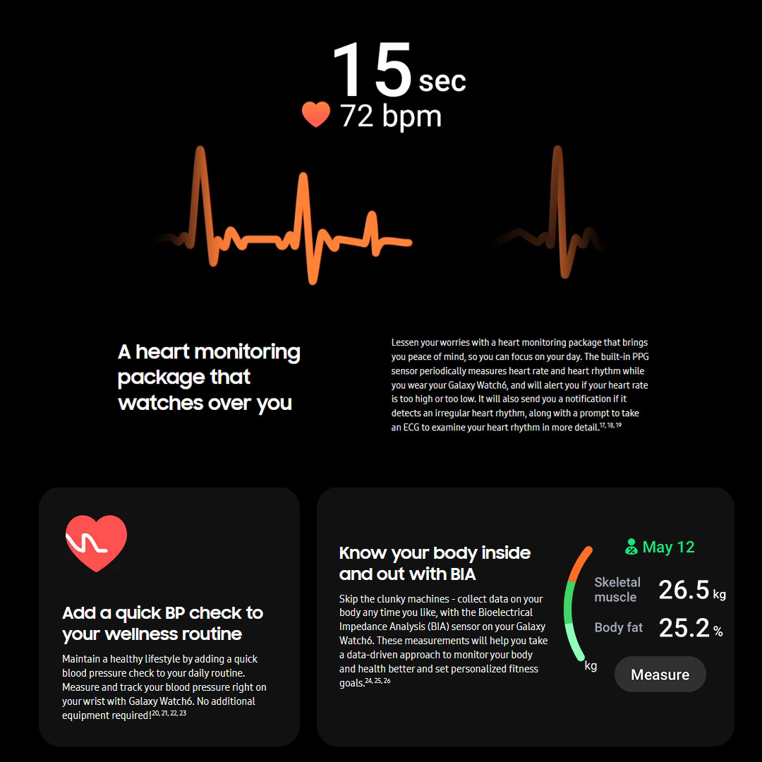 SAMSUNG Galaxy Watch6 Bluetooth 40mm / 44mm | Bluetooth v5.3 | 20% larger 30% slimmer | Sapphire Crystal Glass | Smart Watch with 1 Year Warranty