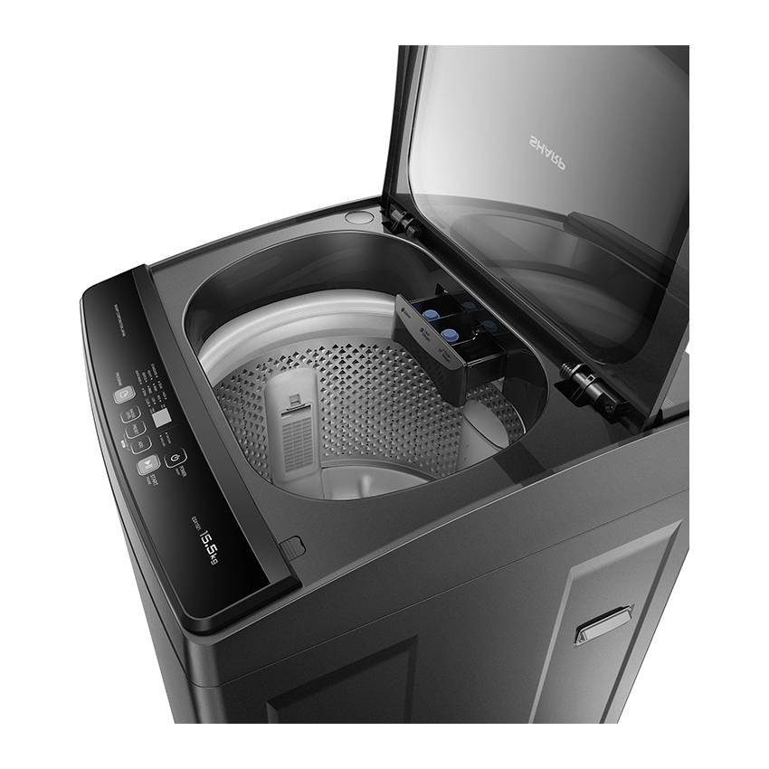 SHARP 15.5KG Top Load Fully Auto Washing Machine ESX1521 | Fuzzy Control | Intelligent Water Fall System | Smart Filter | Soft-Close Tempered Glass | Washing Machine with 2 Years General Warranty & 10 Years Motor Warranty