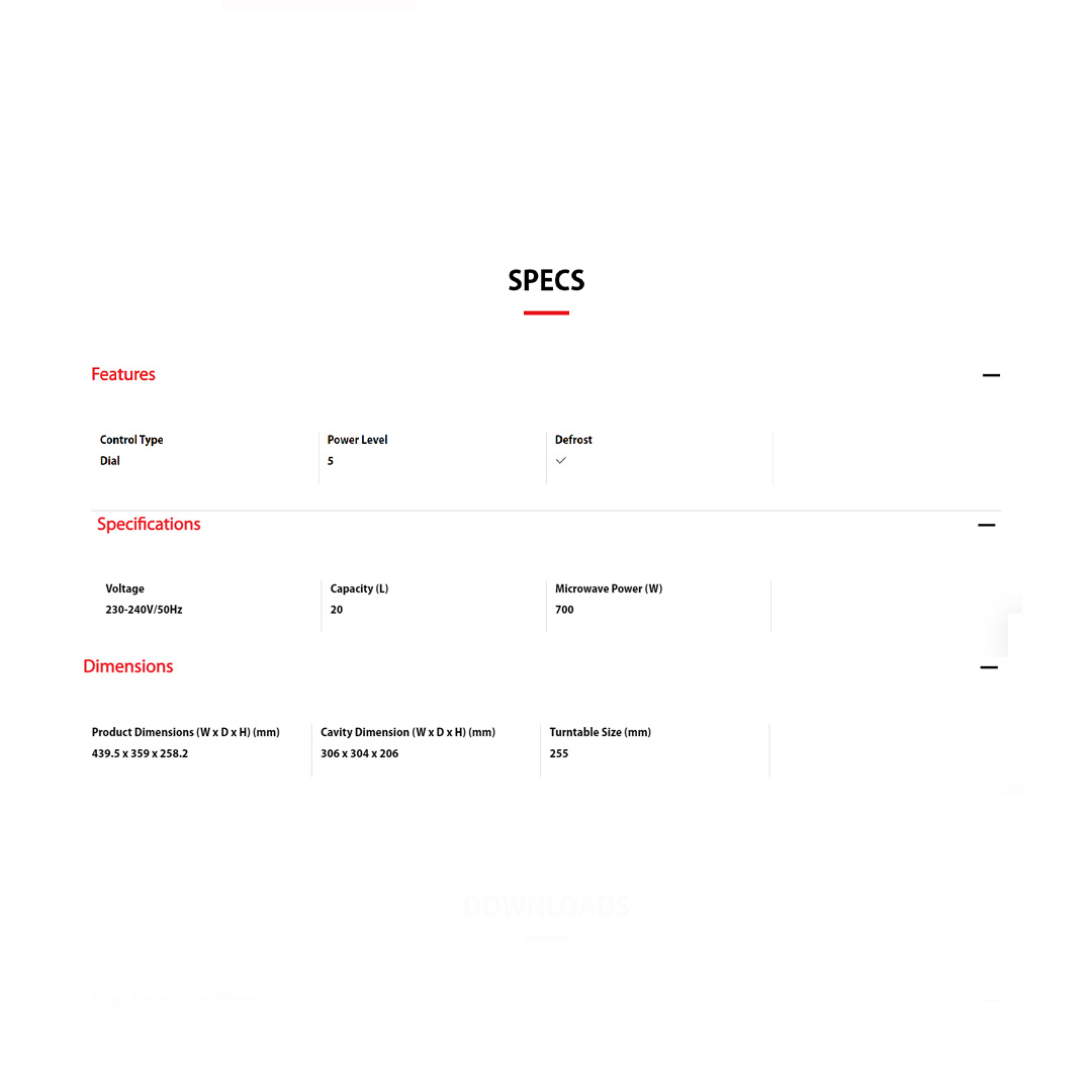 TOSHIBA 20L Microwave Oven MWP-MM20P(WH) |  5 Power Level | Defrost Food | Easy Operation | Timeless Design |  LED Cavity Light | Microwave Oven with 1 Year Warranty