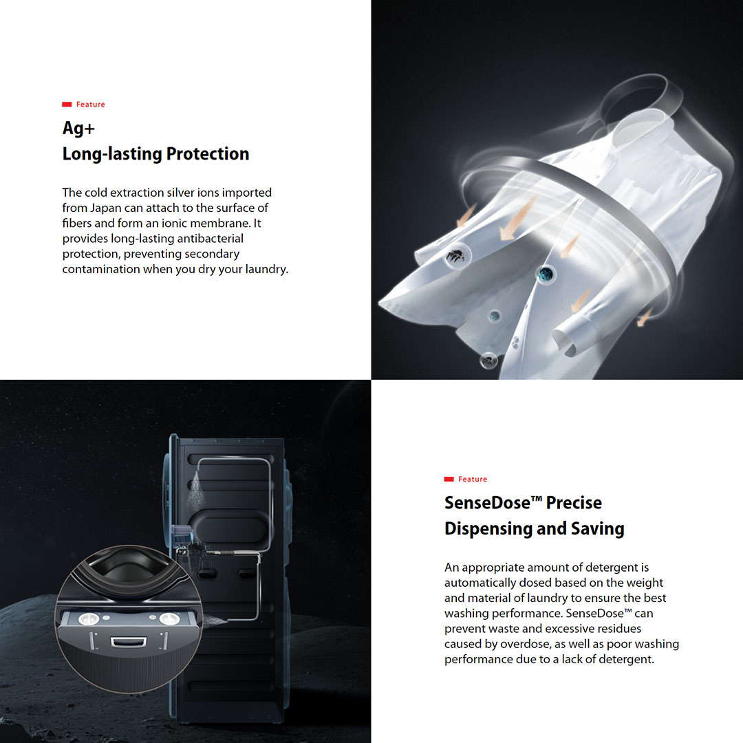 Toshiba 5/7/10KG Dual-Drum Washer Dryer TWD-BL160D4M(MG) | SenseDose | Ag+ In-Deep Sterilization | Partition Design | Smart Air Wash | Child Lock | WiFi | Drum Clean | Steam | Door Lock | Washer Dryer with 2 Year General & 10 Year Motor Warranty