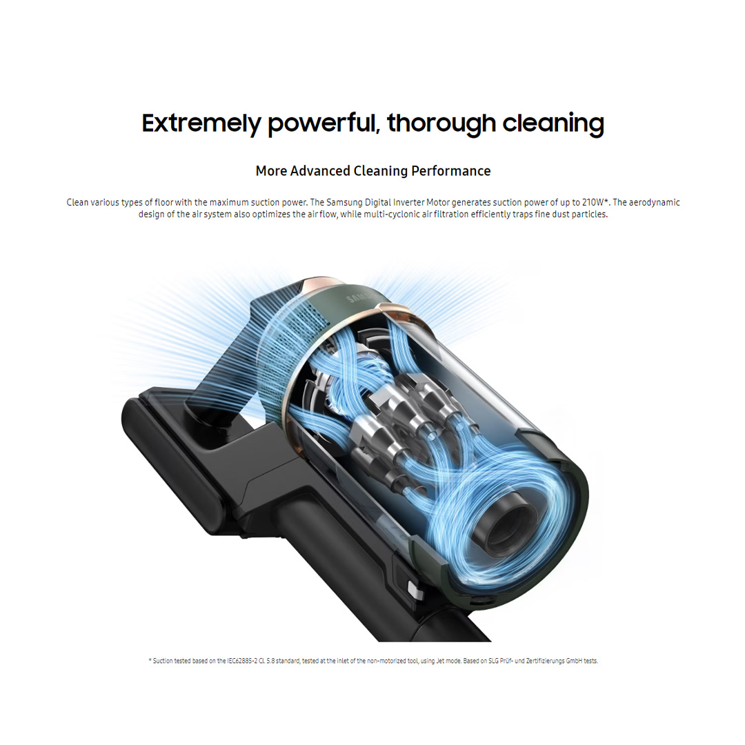 SAMSUNG 580W Bespoke Jet Cordless Vacuum Cleaner VS20A958F3B/ME | HexaJet Motor™ | Jet Cyclone | Removable and Longer-lasting Battery | Vacuum with 1 Year Warranty