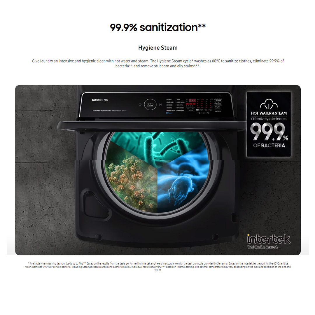 SAMSUNG 19KG Top Load Digital Inverter Washing Machine with Ecobubble WA19CG6886BVFQ | Hygiene Steam | Super Speed | Magic Filter | VRT Technology | Washing Machine with 1 Year Warranty