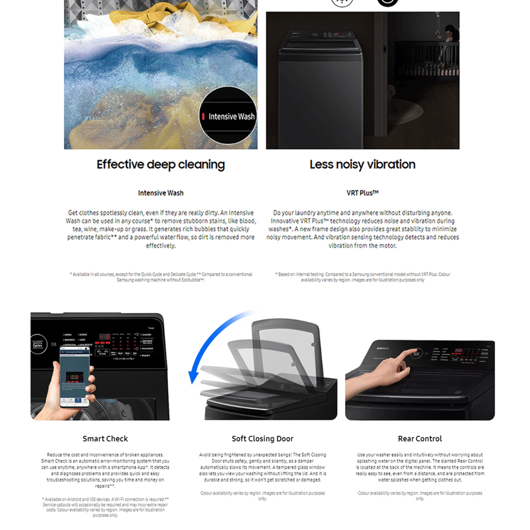 SAMSUNG 8KG Top Load Digital Inverter Washing Machine with Ecobubble WA80CG4545BYFQ  | Dual Storm™ | Super Speed | Magic Filter | VRT Technology | Washing Machine With 1 Year Warranty