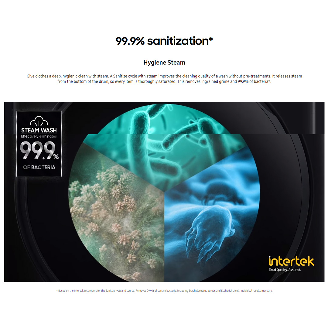 SAMSUNG 19KG/11KG Digital Inverter Front Load Washer Dryer with AI Ecobubble WD19T6500GW/FQ | AI Wash | AI Control | Auto Dispense | Eco Bubble™ | Hygiene Steam | Washer Dryer with 1 Year Warranty